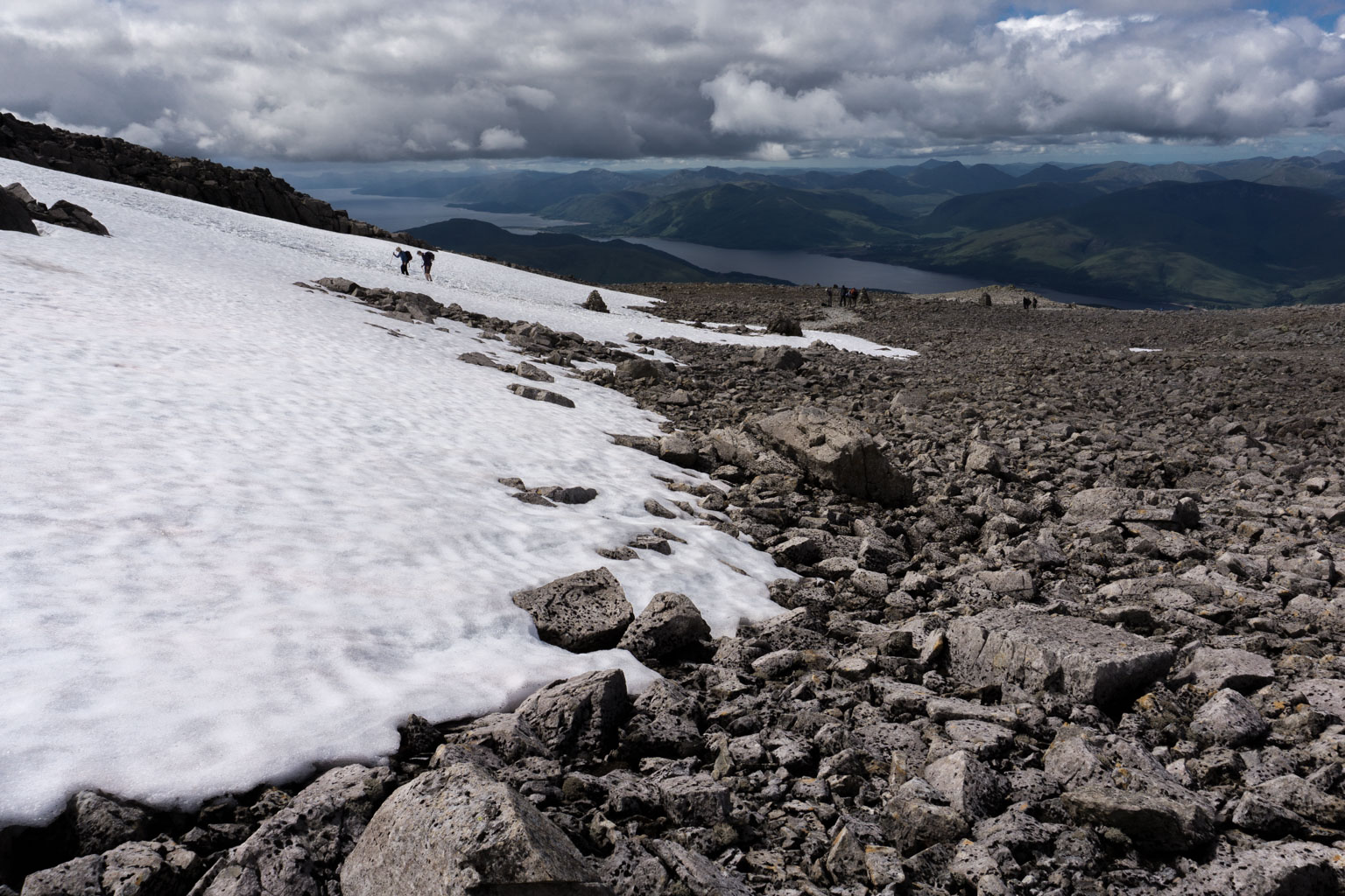 The Two Drifters Climbing Ben Nevis, Scotland, enjoying the rocks and snow