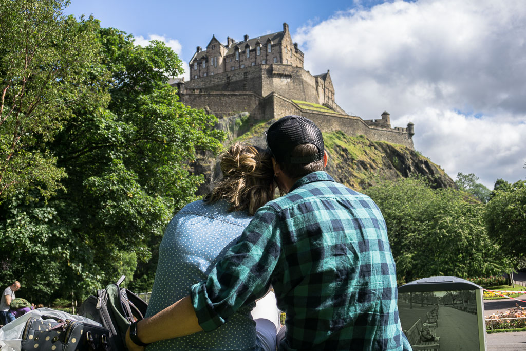 The Two Drifters admiring Edinburgh castle www.thetwodrifters.net