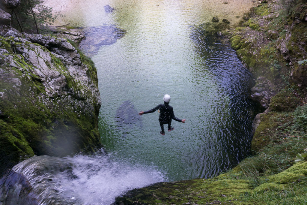 Scott jumping during Canyoning The Two Drifters www.thetwodrifters.net