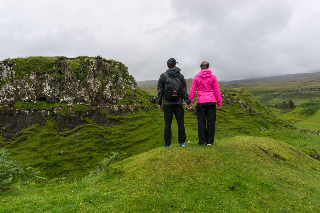 Isle of Skye The Two Drifters Holding Hands at the Fairy Glen