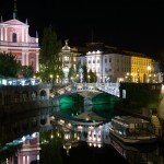 The Triple Bridge at night, Ljubljana, Slovenia, The Two Drifters www.thetwodrifters.net